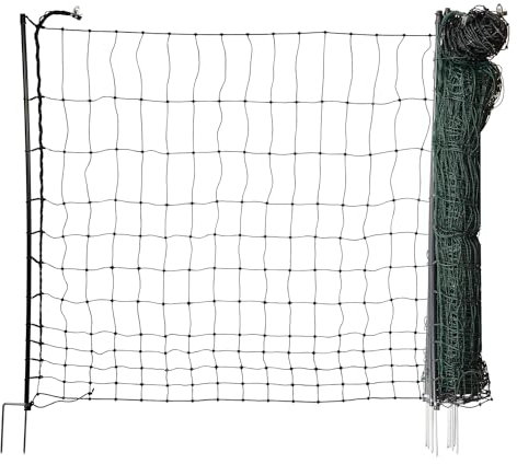 horizont Hundezaun easyLine, 25m lang, 110cm hoch, 7 PVC-Pfähle - mobiler Zaun ohne Strom, Hundezaun Camping, Gartenzaun, mit Doppelspitze, grün