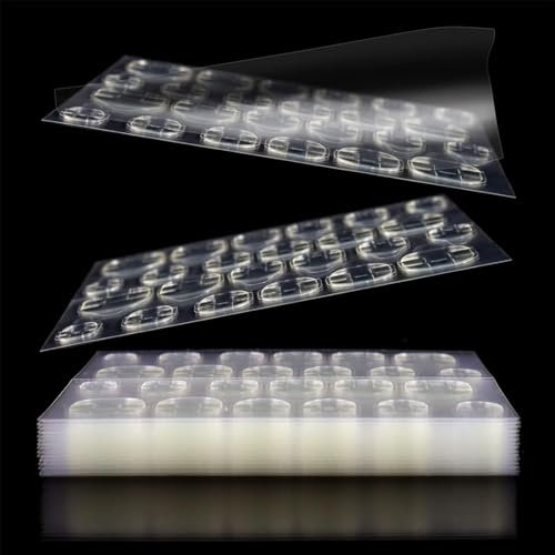 WMUVAZA Adhesivo Transparente Doble Cara para Uñas, 384 Piezas 16 Hojas Adhesivo Transparente para Uñas, Hojas Adhesivo de Pegamento para Uñas Doble Cara, Cinta de Gel para Uñas Postizas