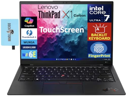 Lenovo ThinkPad X1 Carbon AI Business Laptop 14.0 Touchscreen WUXGA Display (Intel Core Ultra 7 155U, 32GB LPDDR5X, 4TB PCIe SSD, Intel Graphics, Backlit KB, Win 11 Pro) w/DKZ Hub
