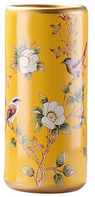 Schirmständer aus Porzellan, Vintage-Keramik-Schirmständer, Schirmhalter, bodenstehender Gehstockhalter, Schirmhalter für den Eingangsbereich, handgefertigter Aufbewahrungseimer mit Applikationen.