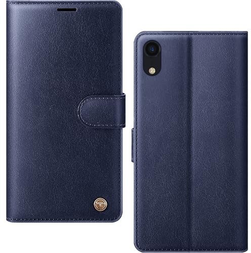 AIMOYU for iPhone XR Case, Flip Wallet Leather Phone Case with [4 Card Slots] [Kickstand] [RFID Blocking] Magnetic Protective Shockproof Cover for iPhone XR Phone Case - Blue