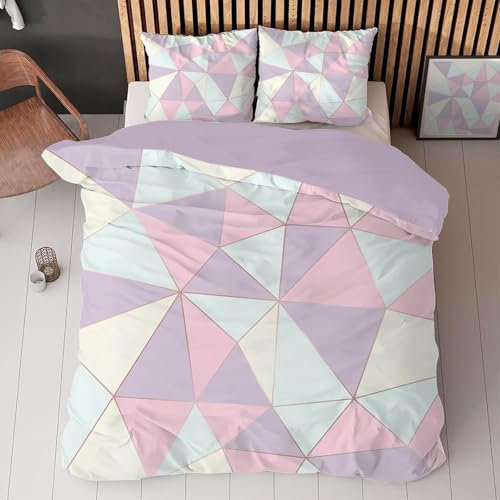 KaiHeBeding Copripiumino Singolo Viola Biancheria da Letto Puzzle Set Copripiumino in Microfibra Morbido Traspirante Reversibile 1 Copri Piumino 150x200 e 2 Federa 50x80 cm