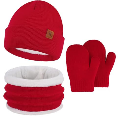 Enfant Fille Garçon Bonnet Écharpe Gant d'hiver Bébé Ensemble Chaud Polaire Chapeau 0 1 2 3 4 Ans Bonnets Casquette Cache Cou Moufle Cadeaux pour Filles Garçons