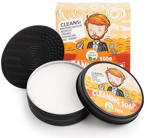 Fuumuui Paint Brush Cleaner Soap 100g (3.6oz), Solvent Free Natural Vegetable Glycerin Paint Brush Cleaner for Cleaning Oil Paint Brushes, Acrylic Paint Brushes, Watercolour Brushes