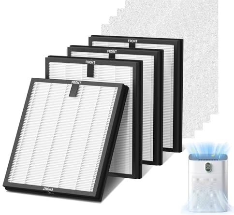 HY4866 Enhanced True HEPA Ersatzfilter für MORENTO HY4866 Luftreiniger, WESTHEY HY4866 Luftreiniger, YIOU M1 Luftreiniger, inklusive 4 Vorfilter, H13 HEPA Aktivkohle, 4 Stück