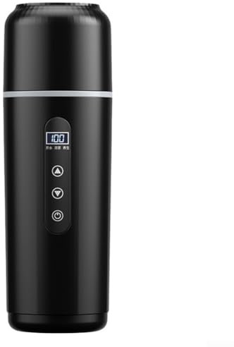 Mug de voyage 500 ml avec indicateur de température LCD - Bouilloire chauffante électrique compatible avec diverses sources d'alimentation du véhicule (noir)