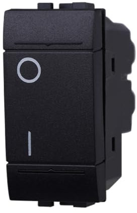 Interruttore 0-1, Modulo nero, Compatibile Con BTicino Living, frutti, interruttori, pulsanti, deviatori, dimmer, sensori, PIR, buzzer, Per Placche originali e compatibili