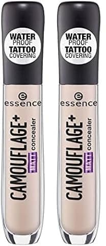 essence CAMOUFLAGE+ MATT concealer, Nr. 10, Nude, mattierend, matt, vegan, ölfrei, wasserfest, ohne Alkohol, 2er Pack (5ml)