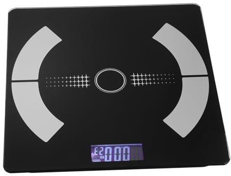 FOMIYES Körperfettwaage Wiegen Messung körperwaage Digitale Personenwaagen Waage für Frauen Gewichtswaagen für Menschen elektronische waage für zu hause Glas Black