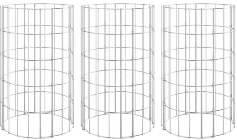 3 Pack Gabion Raised Garden Beds Round Zinc-Coated Steel Ø30x50 cm Durable Outdoor Planters for Vegetables & Flowers Perfect for Garden Landscaping