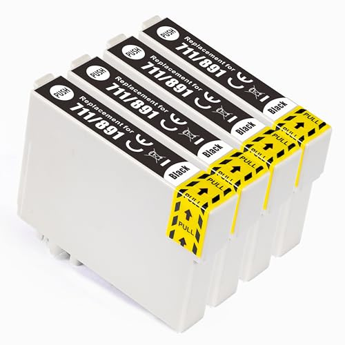 Go Inks Compatible T0711 Black Ink Cartridge - 4 Pack replacement for Epson Stylus Printers - 15ml - 4x Black
