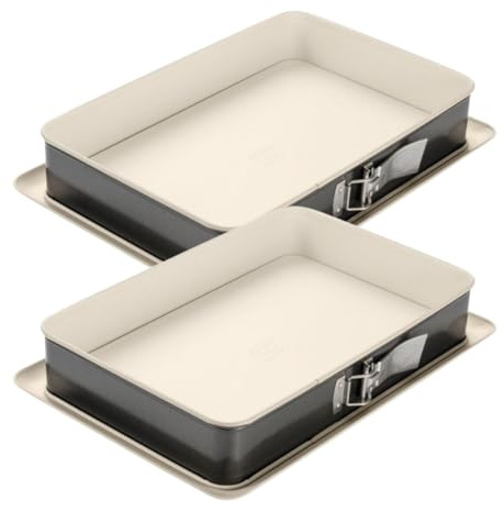 Dr. Oetker Lot de 2 moules rectangulaires à charnière 38 cm | Cuisson sans accroche, Lot de 2 pour doubler les fournées, Format 38 x 25 x 7 cm, Acier robuste, Gâteaux gratins lasagnes