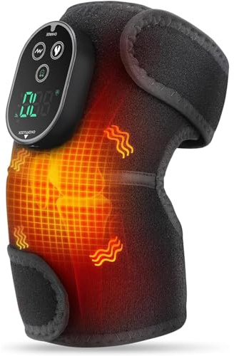 Knee Massager, Cordless Heated Knee Brace Wrap with Vibration, Rechargeable Knee Support Warmer Heating Pad for Knees Shoulder Elbow Stress Relief