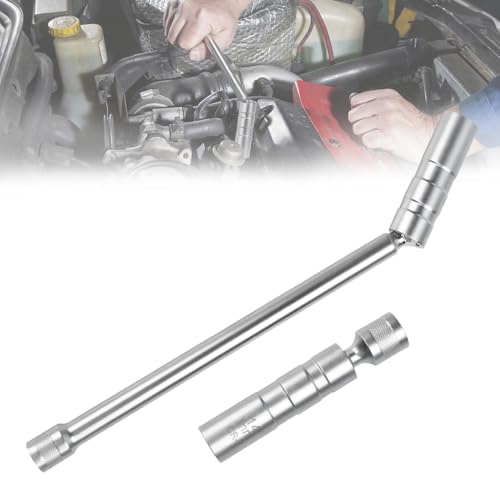 ASOUNNLD 2-TLG Zündkerzenschlüssel 14mm und 16mm Zündkerzensteckschlüssel Magnetisch Glühkerzenschlüssel Flexibel 360° Drehbar 3/8 Zündkerzennuss Zündkerzen Entferner für Autoreparatur N54 N55 N20
