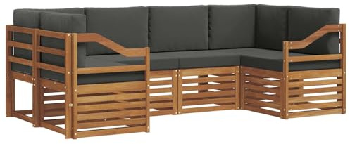 vidaXL Sofagarnituren 20 pcs Natur und Anthrazit Massivholz Akazie, Garten und Terrasse, modernes Outdoor-Sofa, gemütliche Lounge, langlebige Sitzgruppe