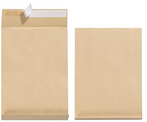 Herlitz 797506 Faltentasche B4 braun, 130 g/qm, 25 Stück eingeschweißt mit Haftklebung