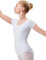 tanzmuster Ballettanzug Mädchen Kurzarm - Sally - aus weichem Baumwollstoff - Ballett Trikot Ballettbody in weiß, Größe 116/122