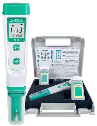 Apera Instruments EC20 EC-Messgerät, Leitfähigkeitsmessgerät im Taschenformat (1% Genauigkeit, BPB Sensor, Temperaturanzeige, komplettes Set)