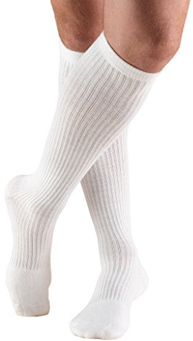 Truform Compression Socks, 15-20 mmHg, Men's Gym Socks, Knee High Over Calf Length, White, Large