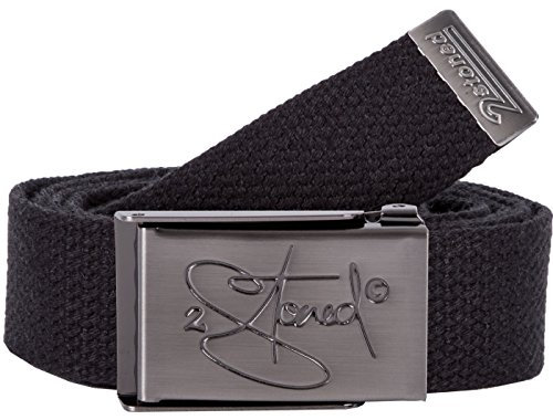 2Stoned Koppelgürtel Stoffgürtel Schwarz, matte Schnalle Classic, 3 cm breit für Damen und Herren