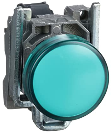 Schneider Electric Harmony XB4 - Pilot Indicator Light, Metal, Plain Lens, Integral LED, Industrial Control, 24 V AC/DC, XB4BVB3, Green
