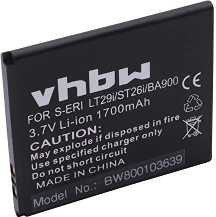 vhbw Akku kompatibel mit Sony Xperia E1 (D2005), E1 Dual (D2105), L (C2105), M (C1905) Handy Smartphone Telefon (1700mAh, 3,8V, Li-Ion)