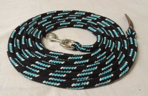 Bodenleine schwarz-türkis-Natur 8,10 Meter Baumwolle Boltsnap Silber + Leder dunkel