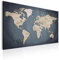 B&D XXL - Tableau en Liège Monde 120x80 cm - Tableau d'Affichage Mappemonde Cadre en Bois Grande Décoration Murale pour Bureau Maison - Carte de voyage style vintage k-A-0056-p-d