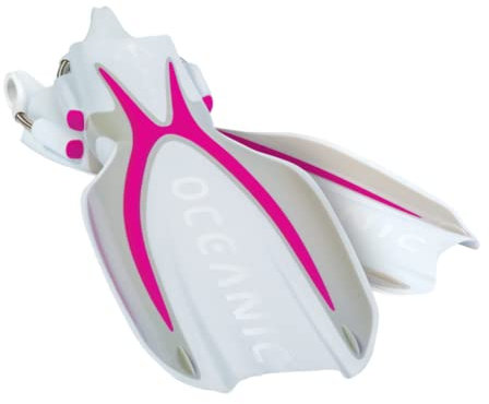 Oceanic Manta Ray Tauchflossen mit offenem Absatz (XS, Rosa/Weiß)