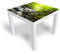 DEKOGLAS Beistelltisch Couchtisch 'Berg-Fluss im Wald' Sofatisch mit Motiv Glasplatte Kaffee-Tisch von DEKOGLAS, 55x55x45 cm Weiß