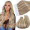 Ugeat Echthaar Extensions Tape 55cm Goldblond Natürlich Haarverlängerung Tape Extensions Echthaar 50G Blond Mit Hellblond 20 Stück Für Datumt #10/613