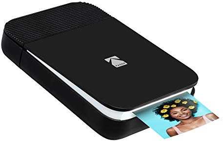 KODAK Smile Farbig Fotodrucker für Smartphone (IOS und Android) - Tintenloser Sofortdrucker, Bluetooth, 5 x 7,6 cm Ausdrucke, Integrierter Akku - Schwarz/Weiß