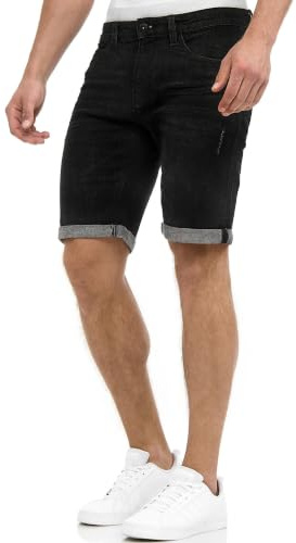 Indicode Herren Caden Jeans Shorts mit 5 Taschen Denimstyle aus Baumwolle | Lässige Herrenshorts für Alltag und Freizeit im 5-Pocket-Look, Jeansshorts, Bermudas, Sommerhose, kurze Denim Hose für Männer