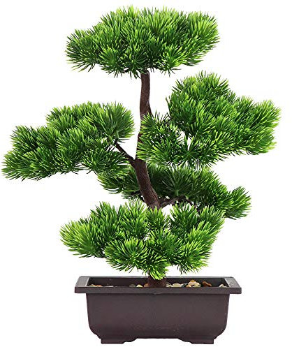 Aisamco Artificielle Bonsaï Arbre Faux Plante en Pot Plantes Japonais Pin Bonsaï 33 cm de Hauteur pour La Décoration De La Maison Affichage
