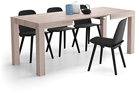 MOBILI FIVER, First ausziehbarer Esstisch, 120(200) x80 cm, Ulme perlenfarben, Made In Italy