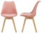 [en.casa] Juego de Sillas de Comedor Fläten Pack 2 Sillas Tapizadas Nórdicas Versátil Asiento Acolchado de Cocina Patas de Madera de Haya Cubierta Cuero Sintético 82x49x54cm - Rosa