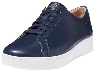 FitFlop Women's Rally Trainers - Soft Leather Tennis Sneakers - Comfortable, Lightweight with Natural Arch Support - Midnight Navy - 6 UK