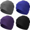 Geyoga 4 Stück Damen-Turban, Chemo-Kopfbedeckung, Krebshut, Kopfbedeckung, Dehnbare Turban-Kappe, Beanies, Schlafmütze, Schwarz, Königsblau, Lila, Grau, Medium