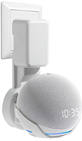 Dot 4th/5th Generation Wall Mount Holder, ZUOLACO Outlet Hanger for Dot 4th/5th Gen, Smart Speaker Stand, Space-Saving Dot 4 Accessories with Cable Management, White