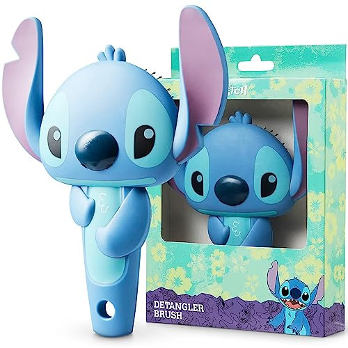 Disney Stitch Haarbürste Ohne Ziepen, Geschenkidee Kinder Mädchen Teenager Erwachsene, Entwirrbürste Stitch, Marie Aristocats, Minnie Mouse, Baby Yoda (Blau Stitch 3D)