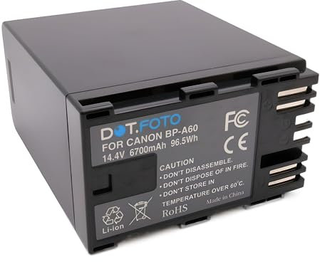 Dot.Foto BP-A60 Premium 14.4v / 6700mAh Akku für Canon EOS C70 EOS C200 EOS C200B EOS C300 Mark II EOS C300 Mark II PL EOS C300 Mark III EOS C500 Mark II XF705