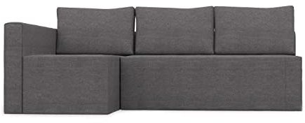 COMFORTLY Schonbezug für Ecksofa, Bett, linke Seite, handgefertigt, kompatibel mit Friheten-Schlafsofa mit Chaiselonge, nur Bezüge – (Krone – Dunkelgrau)