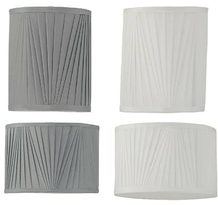 Eliza Faux Silk V-Pleat Cylinder & Drum Ceiling Light Shade with White Inner (25 cm Drum Shape, White Shade)