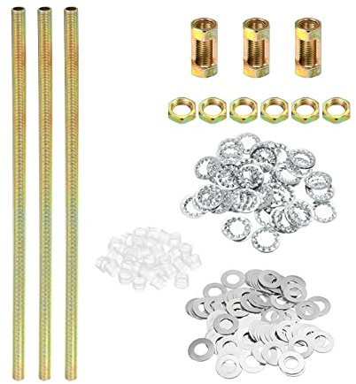 PATIKIL 1/8IP Rosca 11.8 Lámpara Tubo Kit con Fijación Tuercas Arandelas, Sujetadores Surtido Herraje para Candelabro Techo Luz Bricolaje, Galvanizado
