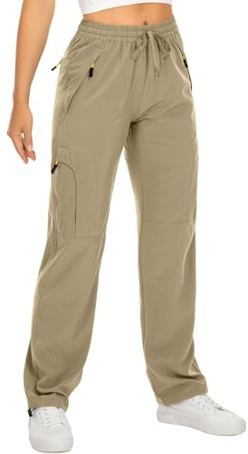 mosingle Womens Hiking Walking Trousers for Safari Cargo Travel | Lightweight, Quick Dry, UPF 50 Outdoor Pants for Camping Work Golf Trekking Zipper Pockets