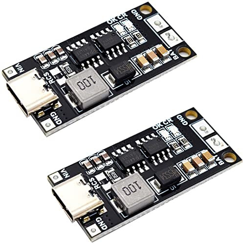 Adeept Typ C BMS 3S 2A 18650 21700 3,7 V Lithium-Batterie-Lademodul, Ladeplatine, Step-Up-Boost, Li-Po-Polymer, USB C auf 12,6 V, 2 Stück