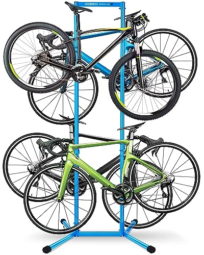 GOEHNER's 4 Bike Storage Rack Garage (Max. 240LBS), 4 Bicycle Indoor Standing Bike Rack, Height Adjustable for Road Mountain Bicycles