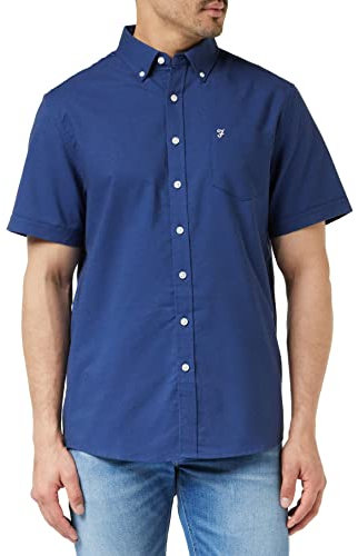 Farah Men's Drayton Cotton Oxford Shirt, Midnight Blue, L