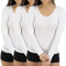 Lacotex Camiseta Interior de Mujer | Camiseta Camiseta Manga Larga y Cuello Pico | Confort y Protección Térmica Interior | Pack Ahorro 3 Unidades | LCT463 (XXL, Blanco)