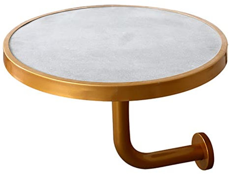 Meiiron Runder Bistro Pub Bartisch im Industriestil – Wandhalterung Bistro Niedrige Höhe for Esszimmer Eingangsbereich Küche Akzent Kaffee – Zementplatte Goldeisensockel – Φ50 cm/H 43 cm